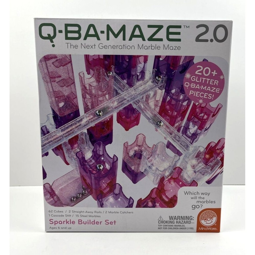 Q-BA-MAZE Sparkle Building Marble Maze - 20+ Glitter Pieces - Ages 8 and up